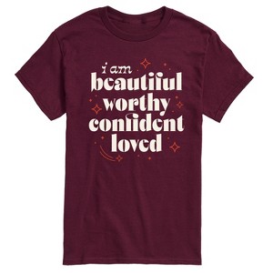 Men's - Instant Message - Beautiful Worthy Confident Loved Short Sleeve Graphic T-Shirt - 1 of 4