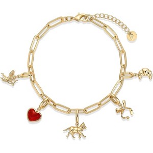 14K Gold Plated Adjustable Bracelet for Women | Twisted Bar & Paperclip Charm Chain Bracelets with Moon, Evil Eye - 1 of 4
