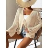 Coolmee Women's Tie Front Lightweight Crochet Cardigan Shrugs Knit Cardigan Crop Tops Cover Up - 2 of 4
