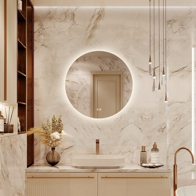 LOVMOR Led Mirror for Bathroom,Backlit Lighted,Anti-Fog, Dimmable, Vertical & Horizontal Mount