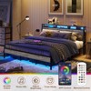 Bestier King Size Bed Frame，Metal Platform Bed with Wood Storage Headboard LED Lights and Charging Station - 3 of 4