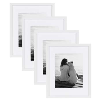 DesignOvation Kieva 11x14 Matted to 8x10 Wood Picture Frame, Set of 4 - White