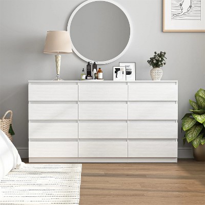 CIPACHO Mid Century Modern 12 Drawer Dresser for Bedroom with Hidden Handle White