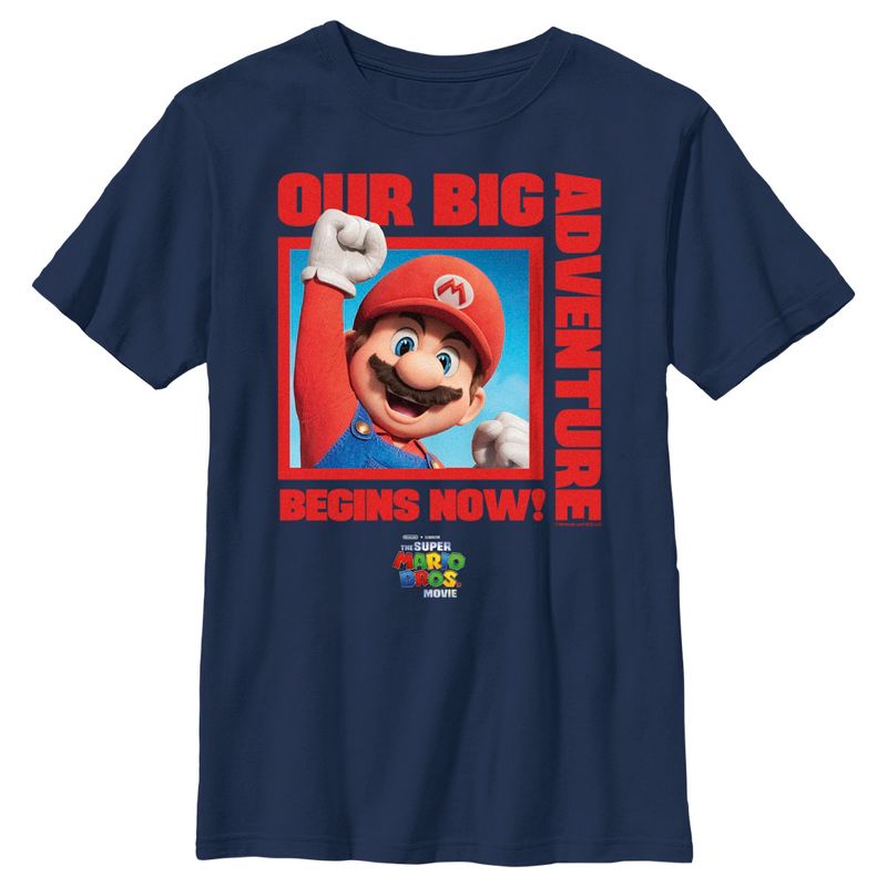 Boy's The Super Mario Bros. Movie Mario Our Big Adventure Begins Now Red T-Shirt, 1 of 5
