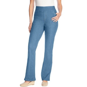 Woman Within Plus Size Flex-Fit Pull-On Bootcut Denim Jean - 1 of 4