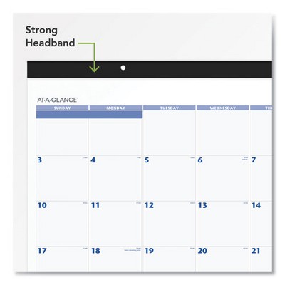 Standard White Monthly Desk Pad with Black Binding and Corners