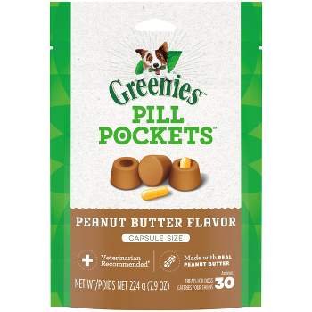 Greenies Pill Pockets Capsule Size Peanut Butter Flavor Chewy Dog Treats