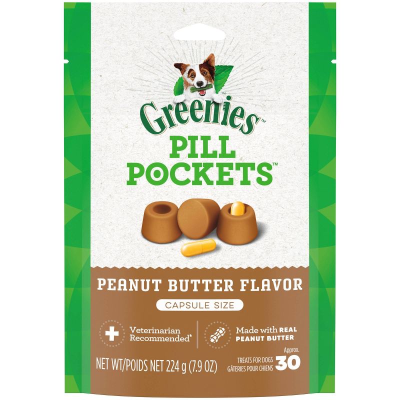Greenies Pill Pockets Capsule Size Peanut Butter Flavor Chewy Dog Treats, 1 of 14