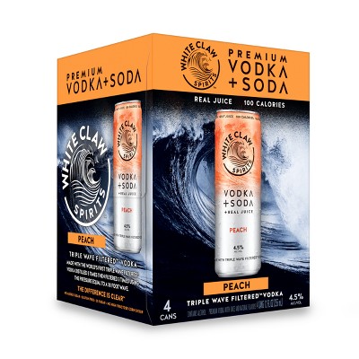 White Claw Spirits Vodka Soda Peach - 4pk/12 fl oz Cans
