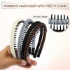 Unique Bargains Women's Solid Color Teeth Comb Headbands Set Black Beige 4 Pcs - 4 of 4