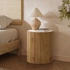 LuxenHome Round Side Table for Living Room, 18.9-Inch Tall Manufactured Wood Wave Accent End Table with Faux Marble Top Bedside Couch Brown - 3 of 4