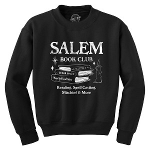 Salem Book Club Crewneck Sweatshirt Funny Halloween Witchcraft Joke Longsleeve - Crazy Dog Crew Neck Sweatshirt - 1 of 4