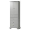 TIRAMISUBEST Storage Cabinet with 2 Doors and 4 Drawers for Bathroom, Office, Adjustable Shelf, MDF Board with Painted Finish, Grey - 3 of 4