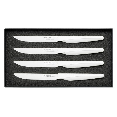 Kyocera White Ceramic Micro-Serrated 4 Piece Steak Knife Set