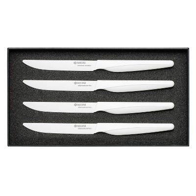Kyocera White Ceramic Micro-Serrated 4 Piece Steak Knife Set