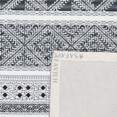 Handmade Black Synthetic Flat Woven 6' x 9' Rug