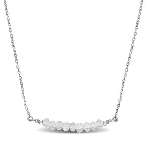 EVERLY JEWELRY | Sterling Silver 5/8ct TGW White Topaz Bead Bar Necklace, 16.5 inc + 2 inc - 1 of 4