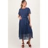 Pinkblush Navy Leaf Print Pleated Maternity Midi Dress - 2 of 4