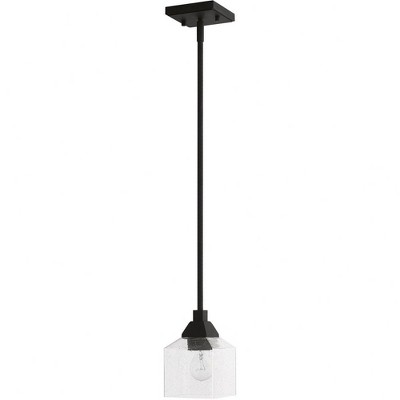 Aragon Black Mini Pendant with Clear Seeded Glass Shade