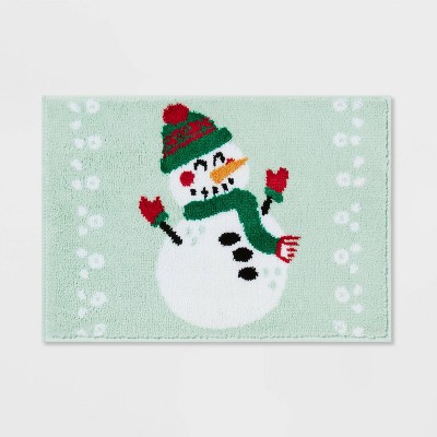 17"x24" Snowman Holiday Bath Rug Aqua - Wondershop™