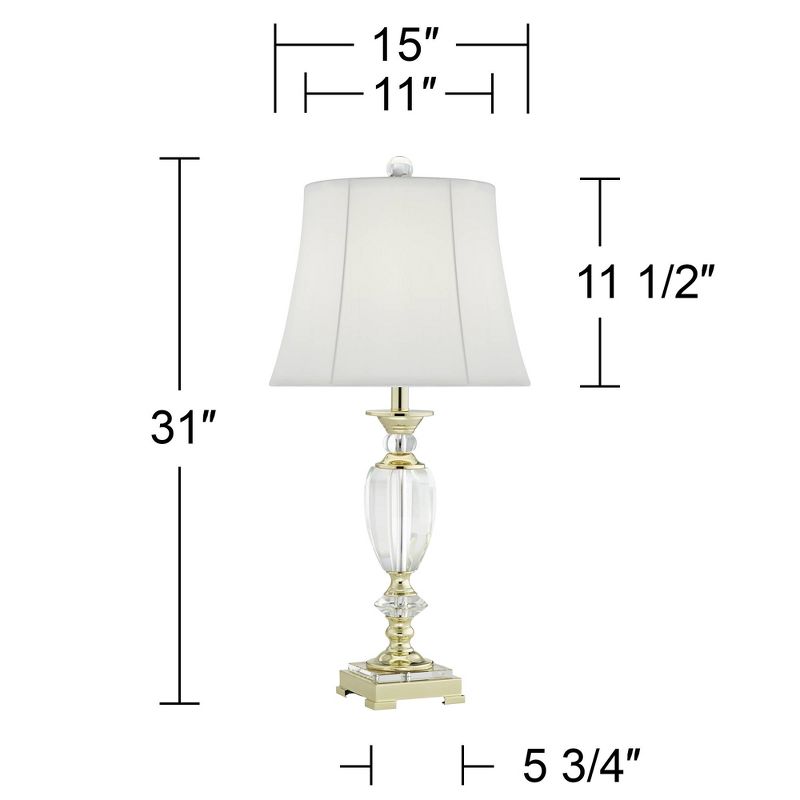 Vienna Full Spectrum European Style Table Lamp with Table Top Dimmer 28.75" Tall Brass Clear Crystal White Fabric Empire Living Room Bedroom, 4 of 10