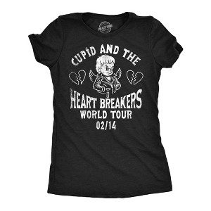 Womens Funny T Shirts Cupid And The Heart Breakers Sarcastic Valentines Day Graphic Novelty Tee For Ladies - Crazy Dog Women's T Shirt - 1 of 4