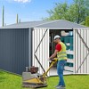 Outdoor Metal Storage Shed， Large Weatherproof Garden Shed for Tools，with Lockable Doors and Sloping Roof，for Lawn Equipment, Patio & Backyard - 3 of 4