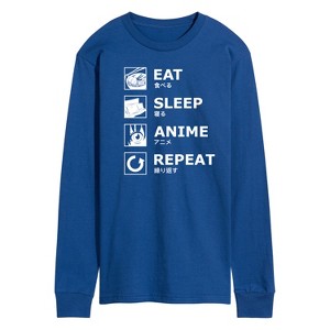 Men's - Instant Message - Eat Sleep Anime Repeat Long Sleeve Graphic T-Shirt - 1 of 4
