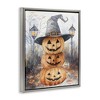 Stupell Industries Stacked Jack-o-Lanterns with Witch Hat Floating Frame Canvas Art, Gray, 25" x 31" - 2 of 4