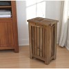 HomeRoots 24" Brown Solid Wood Laundry Hamper With Lid - 2 of 4