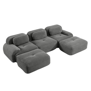 117" Corduroy Modular U-Shaped Sectional Sofa with 2 Ottomans - 1 of 4