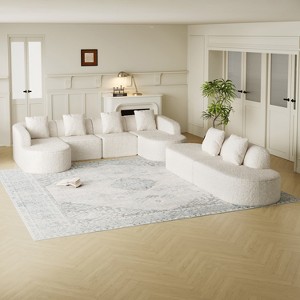 111.8" L-Shaped Curved Modular Sofa Couch with Chaise & 3 Pillows for Living Room - ModernLuxe - 1 of 4