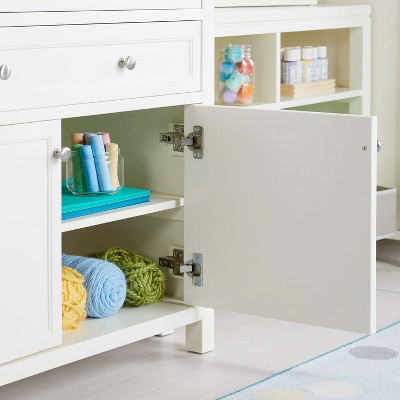 Creamy White Wooden Kids' Art Supply Storage Cabinet with Drawers