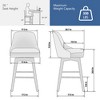 26" Counter Height Swivel Barstool Set of 2, Upholstered Leather Bar Stool with Back & Wood Leg, 360 Swivel Bar Chairs - 2 of 4
