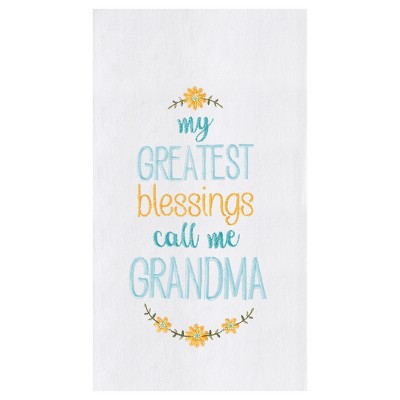 C&F Home My Greatest Blessings Call Me Grandma Flour Sack Embroidered Cotton Kitchen Towel