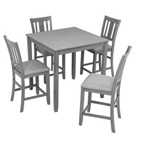 VYNXARIA 5 Piece Dining Table Set,Wooden Dining Square Table,Kitchen Table Set with Square Table and 4 Upholstered Chairs - 1 of 4