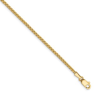 Black Bow Jewelry 1.5mm, 14k Yellow Gold, Solid Box Chain Anklet or Bracelet - 1 of 4