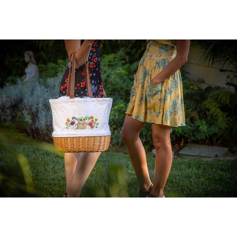 Picnic Time Mandalorian The Child with Flowers Coronado Canvas and Willow Basket Tote with Beige Canvas, 5 of 6