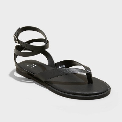 Women's Tarin Ankle Wrap Thong Sandals - A New Day™ Black