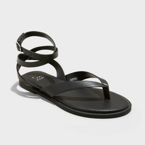 Women's Tarin Ankle Wrap Thong Sandals - A New Day™ Black - 1 of 4