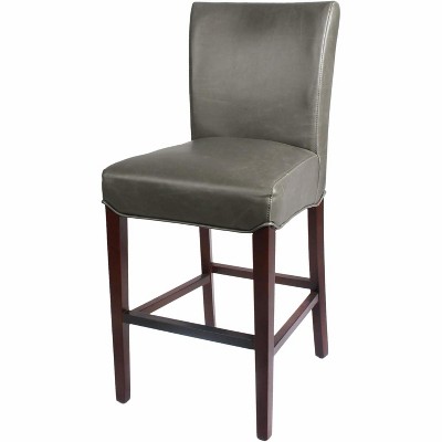 New Pacific Direct Milton Bonded Leather Counter Stool 26",Brown Legs,Vintage Gray,Fully Assembled