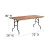 Flash Furniture 6-Foot Rectangular Wood Folding Banquet Table with Clear Coated Finished Top - image 4 of 4