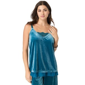 Roaman's Women's Plus Size Velour Cami - 1 of 4