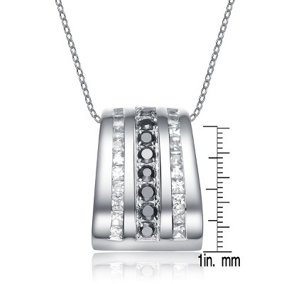 Guili Sterling Silver White and Black Cubic Zirconia Pendant