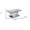 HomeRoots 32" Clear And Silver Glass And Stainless Steel Floor Shelf Coffee Table - 3 of 4