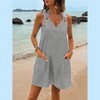 Women's Casual Striped Sleeveless Dress V - Neck with Grommet Details and Pockets - 2 of 4