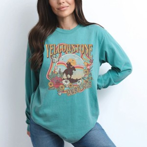 Simply Sage Market Yellowstone Cowboy Club Garment Dyed Long Sleeve - XL - Seafoam - 1 of 4
