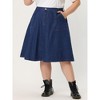 Women's Plus Size Button Down Casual A-Line Pockets Midi Jean Skirts - Agnes Orinda - 2 of 4