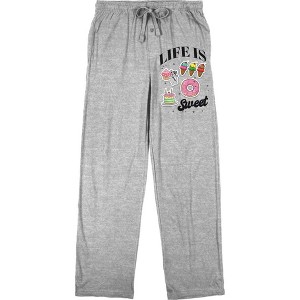 "Life Is Sweet" Treat Stickers Men's Sleep Pajama Pants - 1 of 2