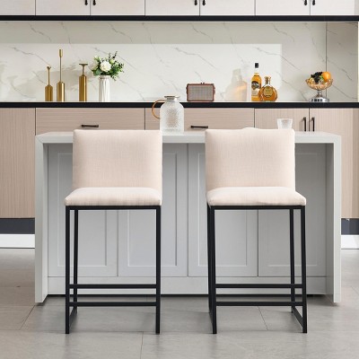 Modern Bar Stool with Upholstered Seat, Stainless Steel Base, High Resilience Cushion, Minimalist Design – Versatile for Home or Office-Cuddlewood